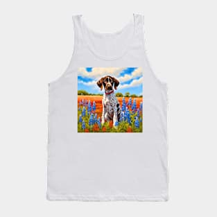 German Shorthaired Pointer Puppy in Texas Wildflower Field Tank Top